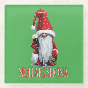 Frohe Weihnachten Gnom mit einem Glas Irisches Dry Glasuntersetzer