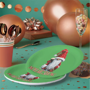 Frohe Weihnachten Gnom mit einem Glas Irisches Dry Pappteller