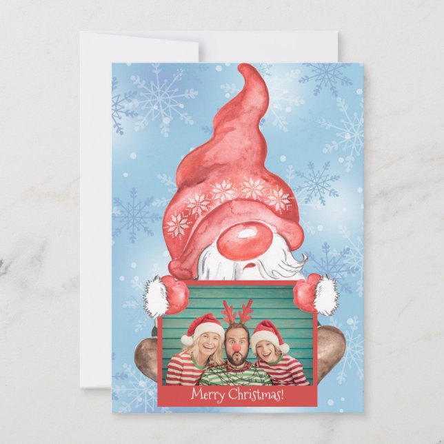Frohe Weihnachten Gnome Foto Personalisiert Weihna (Vorderseite)