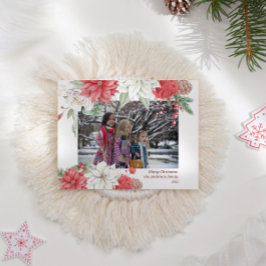 Frohe Weihnachten Gnome Holiday Floral Foto Einladungspostkarte