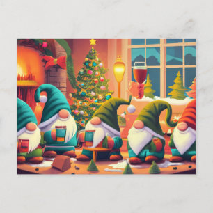 Frohe Weihnachten, Gnome trinken Weihnachtsgetränk Postkarte
