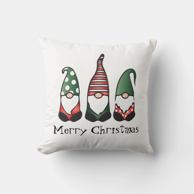 Frohe Weihnachten Gnomes Red Green Kissen (Vorderseite)
