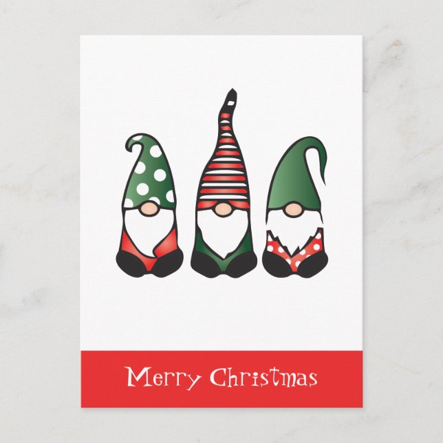 Frohe Weihnachten Gnomes Red Green Postkarte (Vorderseite)