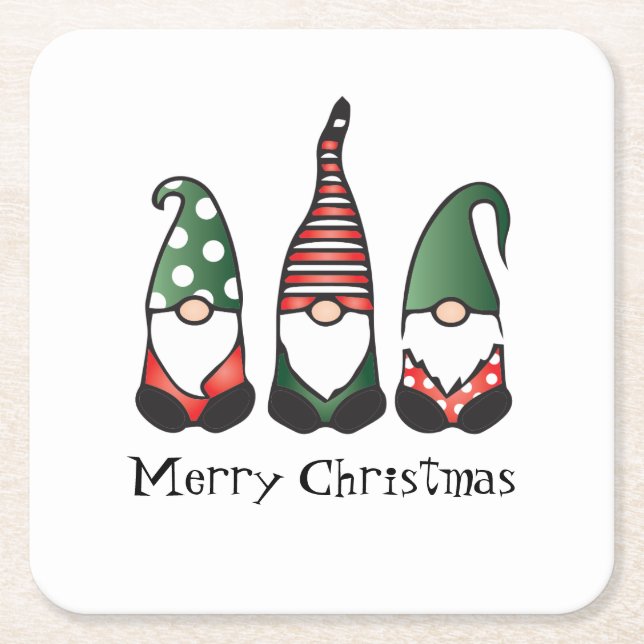 Frohe Weihnachten Gnomes Red Green Rechteckiger Pappuntersetzer (Vorderseite)