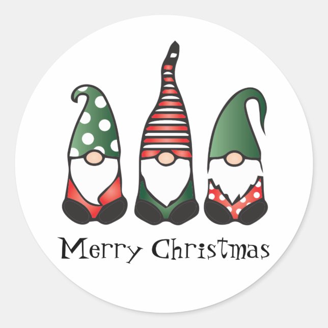 Frohe Weihnachten Gnomes Red Green Runder Aufkleber (Vorderseite)