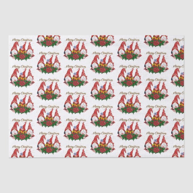 Frohe Weihnachten Gnomes Trendy Adorable Holiday Seidenpapier (Vorderseite)