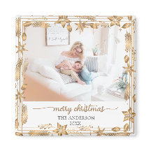 Frohe Weihnachten Gold Arch Elegantes Foto Magnet
