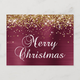 Frohe Weihnachten Gold Glitter Burgunderrot Folie