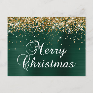 Frohe Weihnachten Gold Glitter Tanne Grün Folie