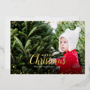 Frohe Weihnachten   Gold Glitz Foto-Overlay Folien Feiertagskarte