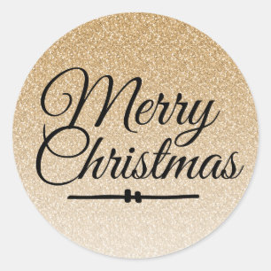 Frohe Weihnachten Gold Glitzer Ombre Umschlag Aufk Runder Aufkleber