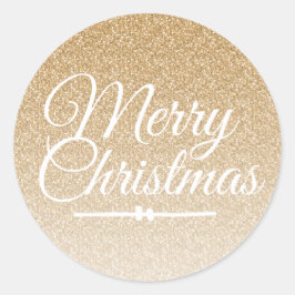 Frohe Weihnachten Gold Glitzer Ombre Umschlag Aufk Runder Aufkleber