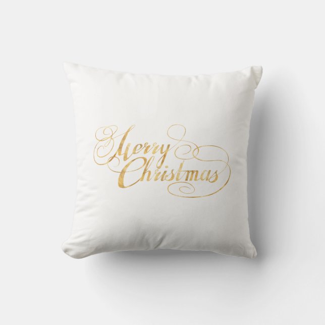 Frohe Weihnachten (GOLD) Kissen (Vorderseite)