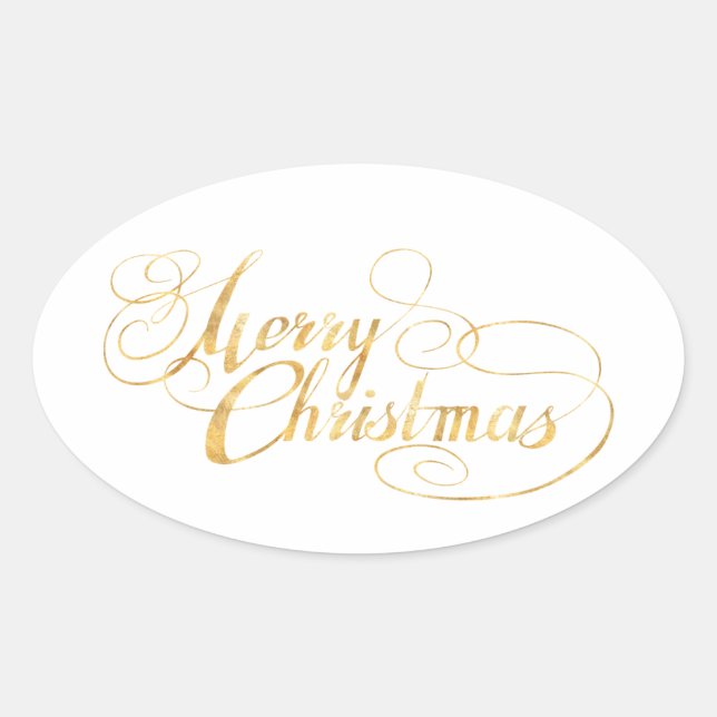 Frohe Weihnachten (GOLD) Ovaler Aufkleber (Vorderseite)