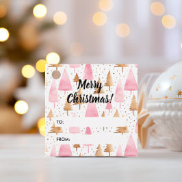 Frohe Weihnachten Gold Pink Tree Geschenkanhänger