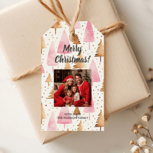 Frohe Weihnachten Gold Pink Tree Geschenkanhänger