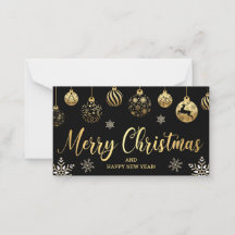 Frohe Weihnachten Gold schwarze Ornamente Schneefl