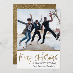 Frohe Weihnachten Gold Script Foto Collage White 