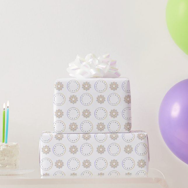 Frohe Weihnachten Gold & Silver Star & Round Logo Geschenkpapier (Partygeschenke)