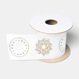 Frohe Weihnachten Gold & Silver Star & Round Logo Satinband