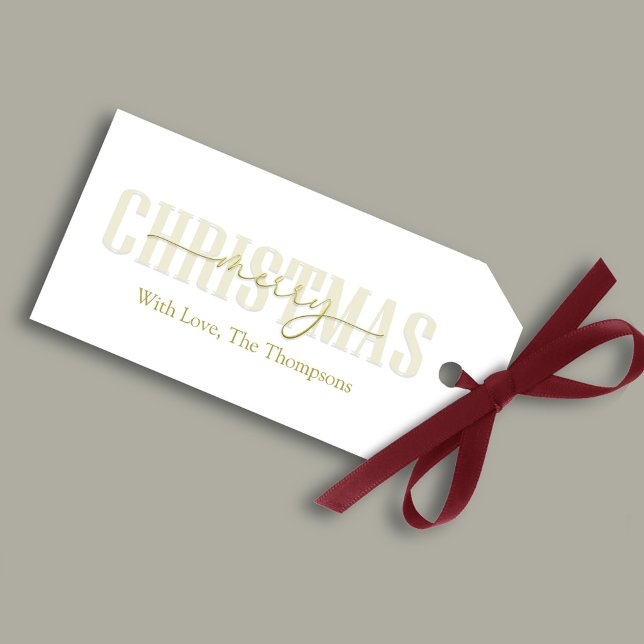 Frohe Weihnachten Gold Simple Calligraphy Geschenkanhänger (Merry Christmas simple gold script gift tag,)