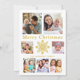 Frohe Weihnachten Gold Snowflake 7 Foto Collage