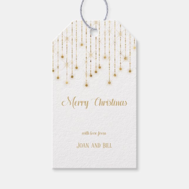 Frohe Weihnachten Gold Sparkle Lights Geschenkanhänger (Vorderseite)