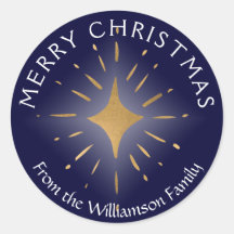 Frohe Weihnachten Gold Star Navy Blue
