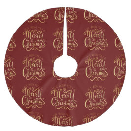 Frohe Weihnachten Gold Typografie Red Chic Polyester Weihnachtsbaumdecke