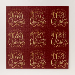 Frohe Weihnachten Gold Typografie Red Elegant