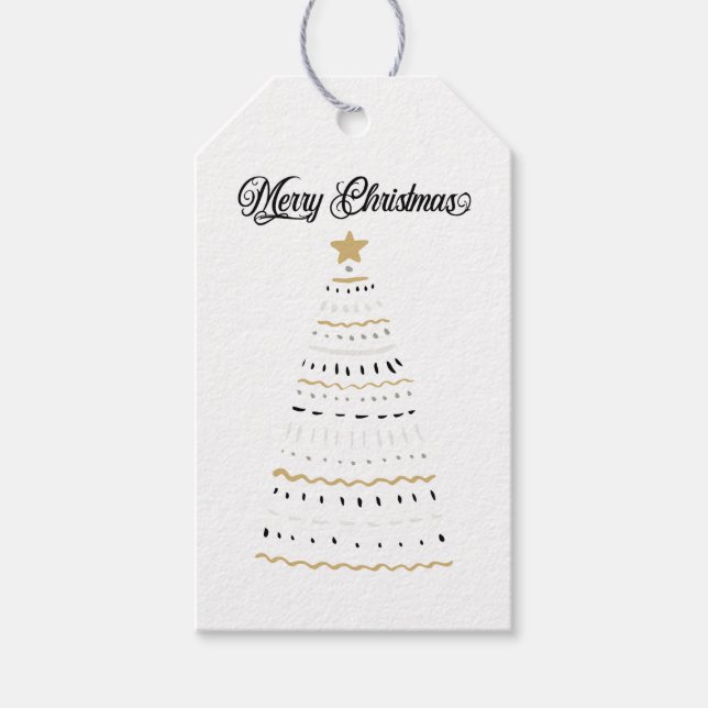 Frohe Weihnachten Gold und schwarz stilisierten Ba Geschenkanhänger (Vorderseite)