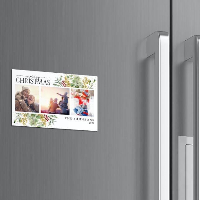 Frohe Weihnachten Gold Winter Foto Holiday Magnet (Spreading Joy & Warmth This Holiday Season!)