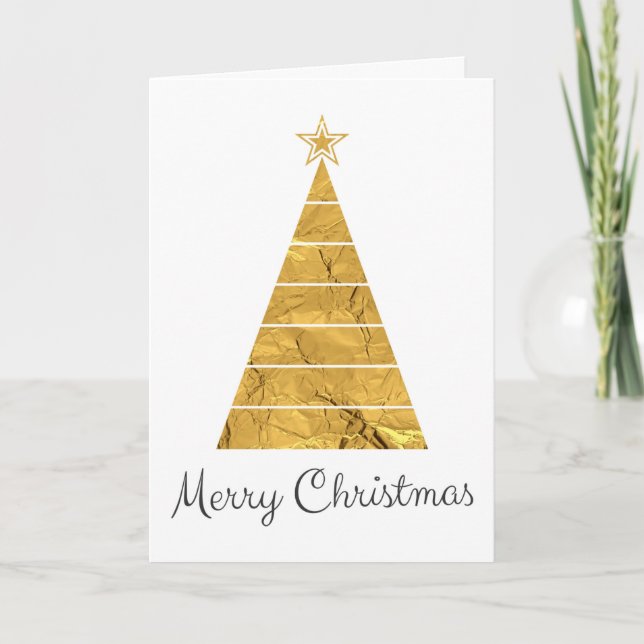 Frohe Weihnachten, Goldbaum, Minimalistischer Urla Karte (Vorderseite)