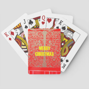 Frohe Weihnachten Golden Red Snow Herzen Spielkarten