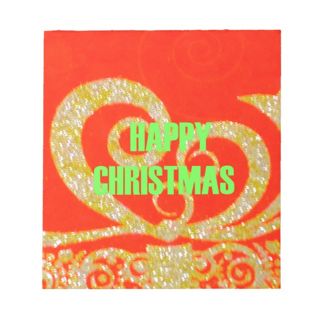 Frohe Weihnachten Golden Red Snowflex.jpg Notizblock (Vorderseite)