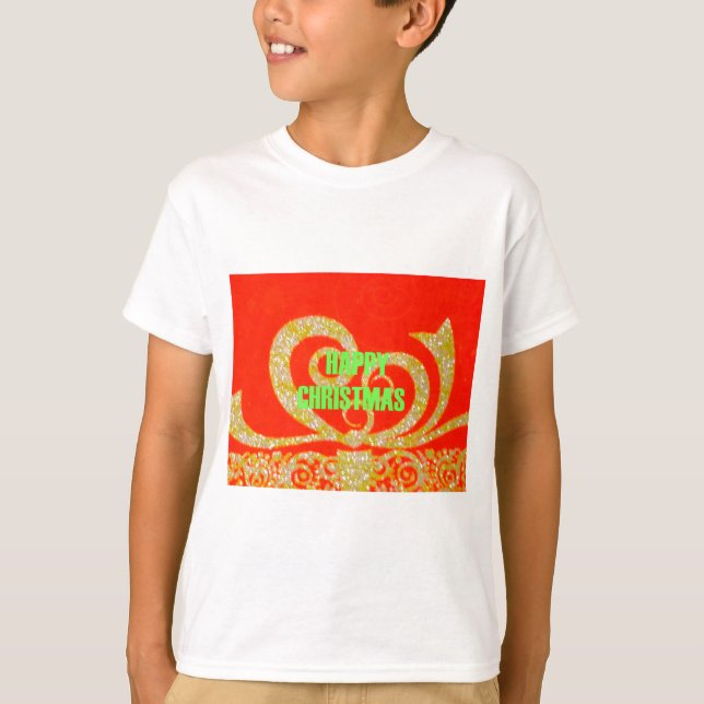 Frohe Weihnachten Golden Red Snowflex.jpg T-Shirt (Vorderseite)