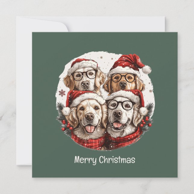 Frohe Weihnachten Golden Retriever Hunde (Vorderseite)