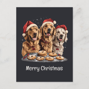 Frohe Weihnachten Golden Retriever Hunde Backen Postkarte