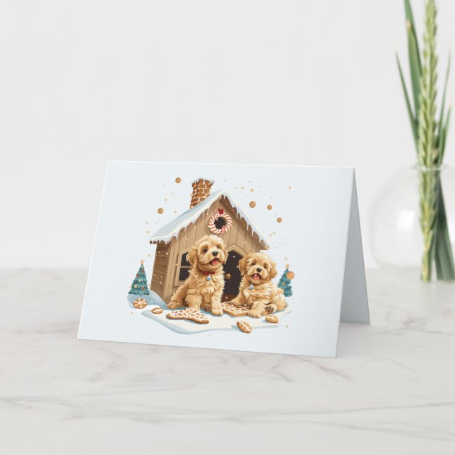 Frohe Weihnachten Golden Retriever Hunde Gingerbre Karte (Vorderseite)