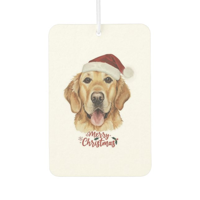 Frohe Weihnachten Golden Retriver Hund Autolufterfrischer (Vorderseite)