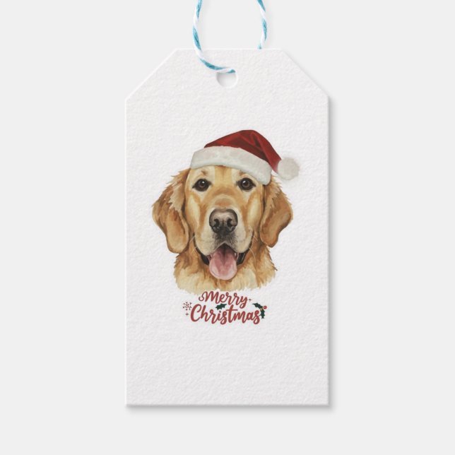 Frohe Weihnachten Golden Retriver Hund Geschenkanhänger (Vorderseite)