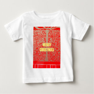 Frohe Weihnachten Golden Roter Schnee Glitter Herz Baby T-shirt