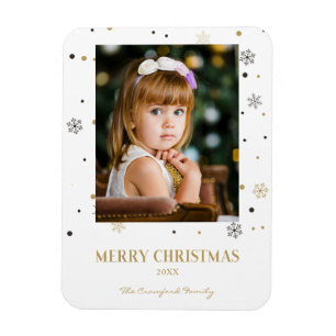 Frohe Weihnachten Golden Snowflakes Familienfest F Magnet
