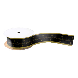 Frohe Weihnachten Golden Snowflakes Satinband