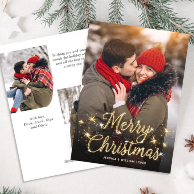 Frohe Weihnachten Golden Sparkle 3 FOTO Gruß (Von Creator hochgeladen)