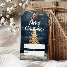 Frohe Weihnachten Golden Tree Geschenkanhänger