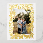 Frohe Weihnachten Golden Wreath Folien Feiertagspostkarte<br><div class="desc">Frohe Weihnachts Golden Wreath Urlaubskarte</div>