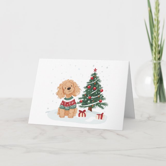 Frohe Weihnachten Goldendoodle Hund (Vorderseite)
