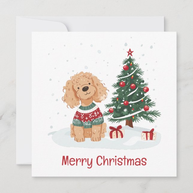 Frohe Weihnachten Goldendoodle Hund (Vorderseite)