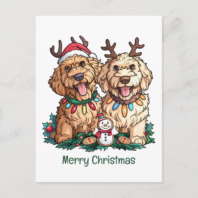 Frohe Weihnachten Goldendoodle Hunde (Vorderseite)